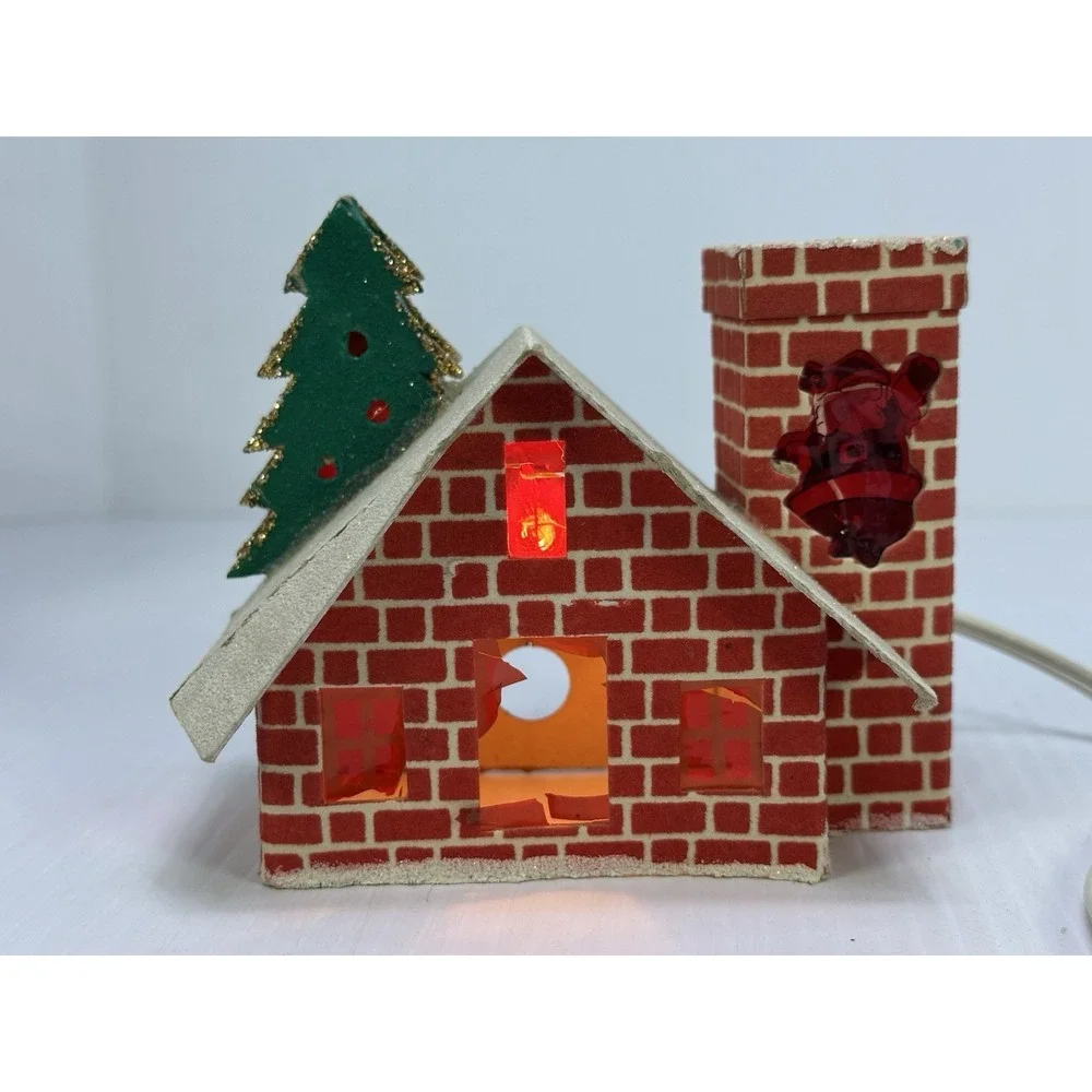 VINTAGE CHRISTMAS LIGHT UP PUTZ STYLE HOUSE JAPAN Damaged